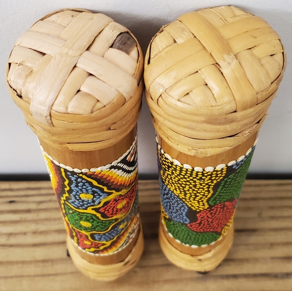 2 Rain Sticks, Turtle, Gecko, Dot Painted Bamboo, Small - Picture 3 of 7